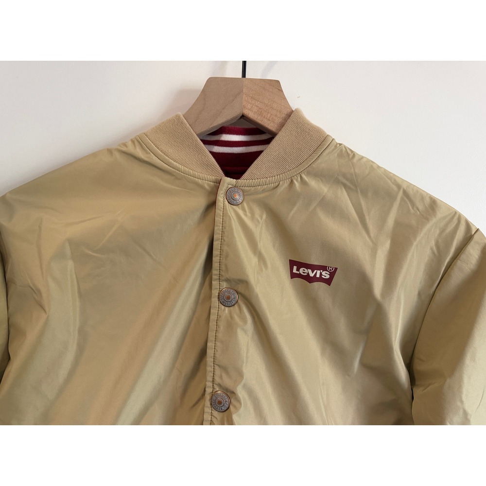 Levis Reversible Varsity Bomber Jacket Kids Red Khaki Asian Market Size M 150/72 - Picture 8 of 15